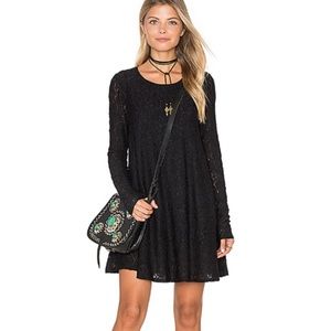 Mumu X-Small Crochet Lace Long Sleeve Black Mini Dress